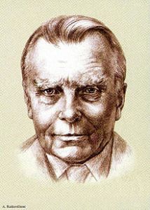 Retrato de Milosz, un dibujo realizado en 2011 para una estampilla de correos conmemorativa